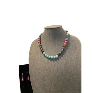 colorful Bead Necklace with earrings